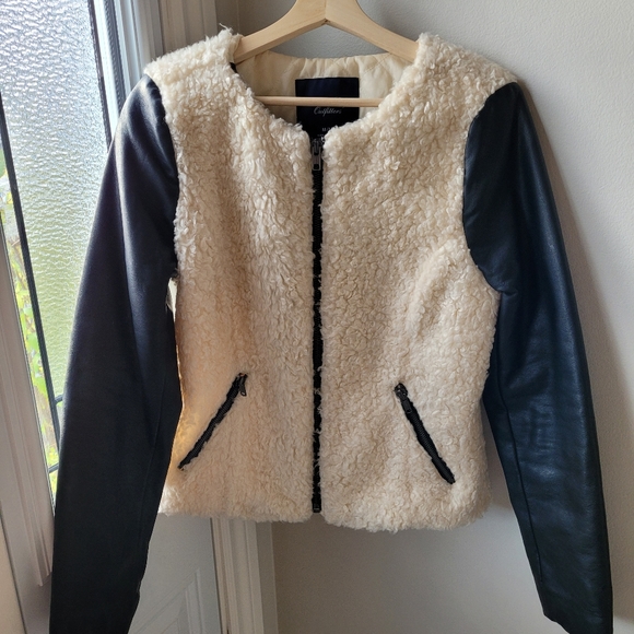 Faux fur and pleather jacket - Picture 1 of 3